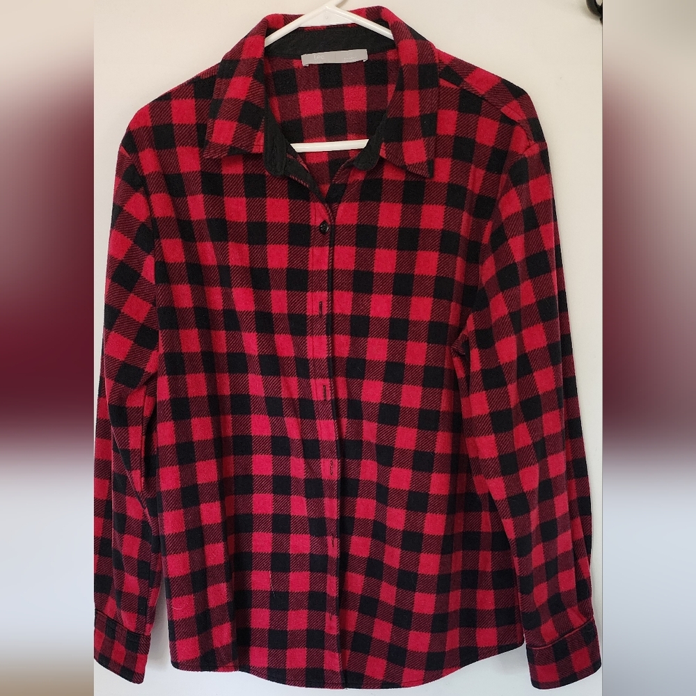 Women's Lee Red and Black Flannel Shirt, Size Large